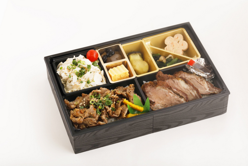 特選牛ステーキと和牛カルビ焼肉合盛り重